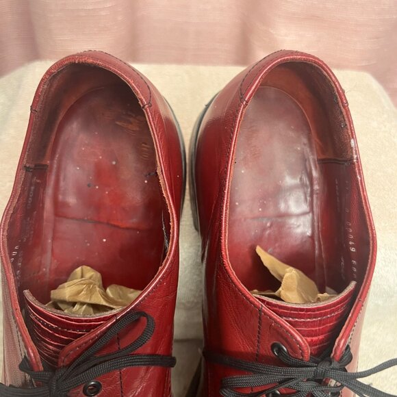 Stacy Adams Men Red Leather Dress Shoes Lizard Cap Toe Oxford Size 11.5D VTG - Picture 9 of 16